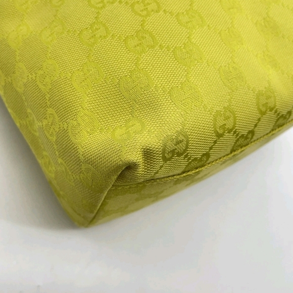 Gucci 🍋 GG Canvas Leather Jackie Yellow Green Shoulder Bag - Picture 8 of 16